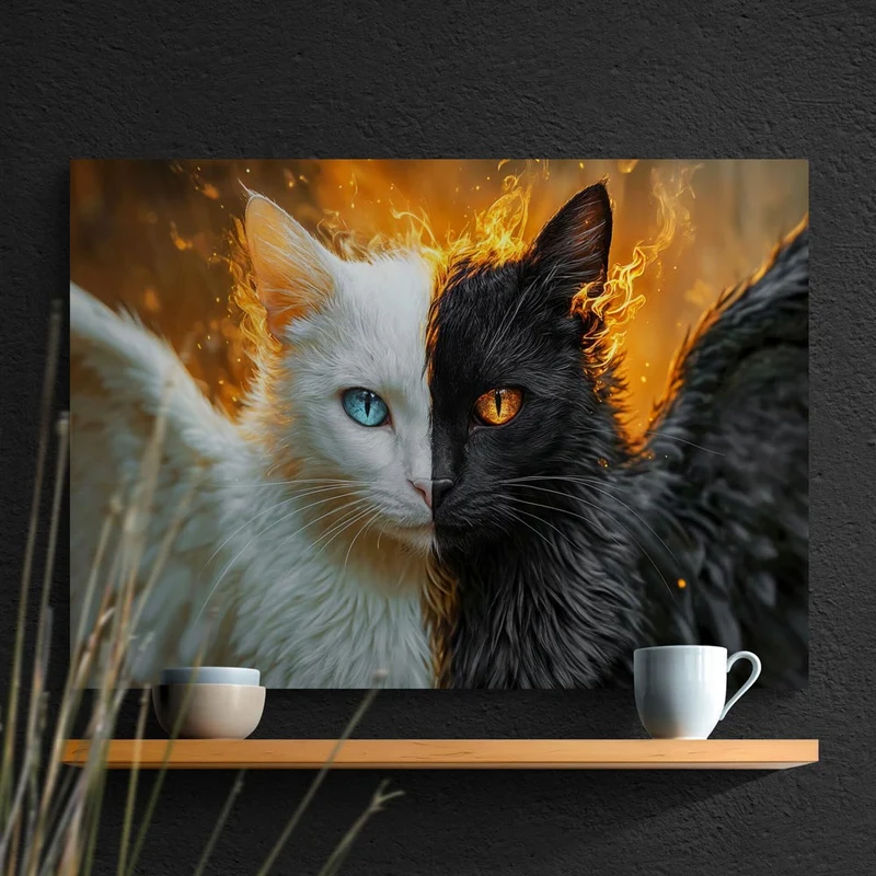 5D Diamond Painting – Engel und Dämon: Die zwei Seiten der Katze