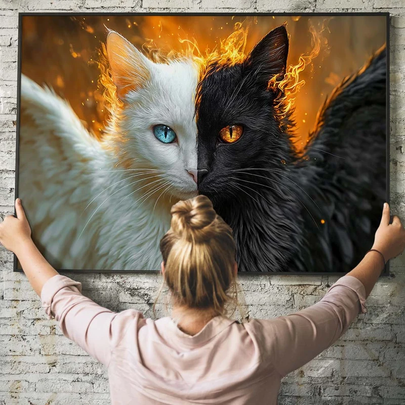 5D Diamond Painting – Engel und Dämon: Die zwei Seiten der Katze
