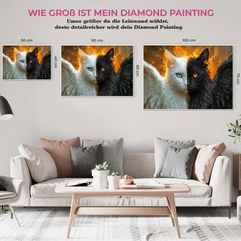 5D Diamond Painting – Engel und Dämon: Die zwei Seiten der Katze