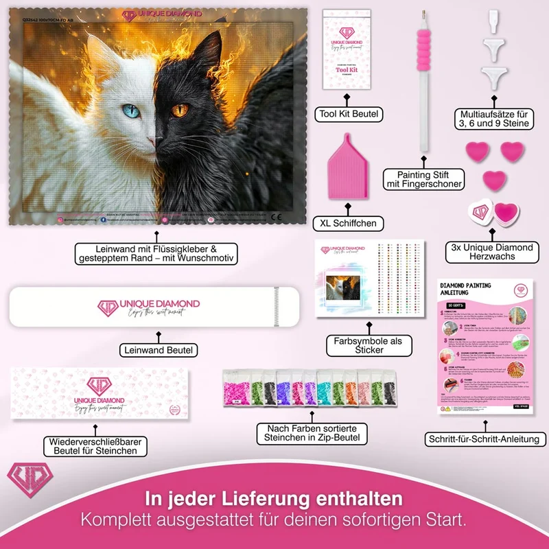 5D Diamond Painting – Engel und Dämon: Die zwei Seiten der Katze
