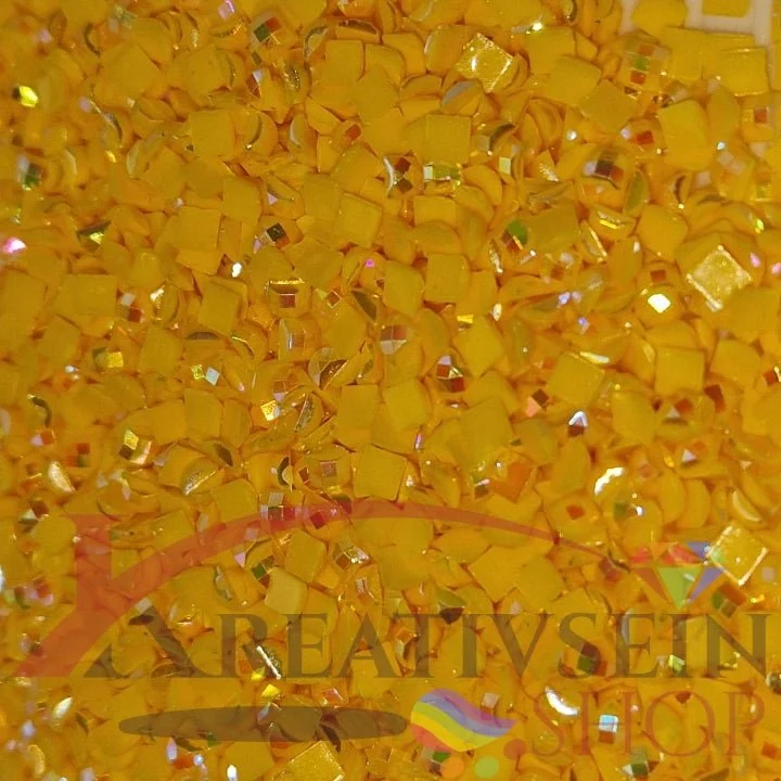 DMC 444 Lemon DK - eckige Steine - Aurora Borealis (AB) - Diamond Painting