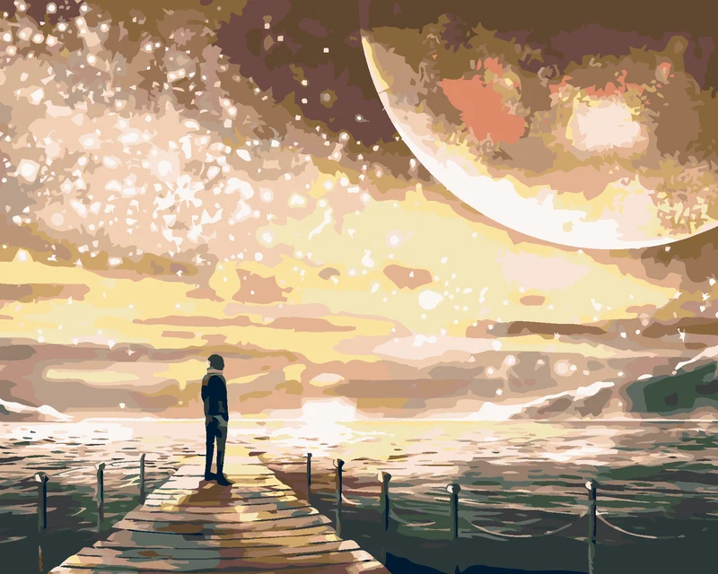 Diamond painting - MONDLICHT ÜBER DER SEEBRÜCKE