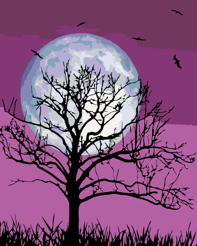 Diamond painting - MOND AM VIOLETTEN HIMMEL