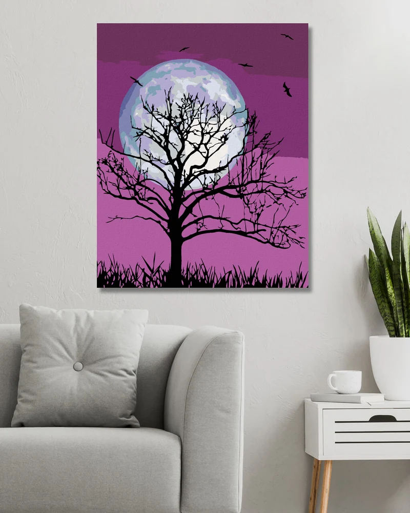 Diamond painting - MOND AM VIOLETTEN HIMMEL