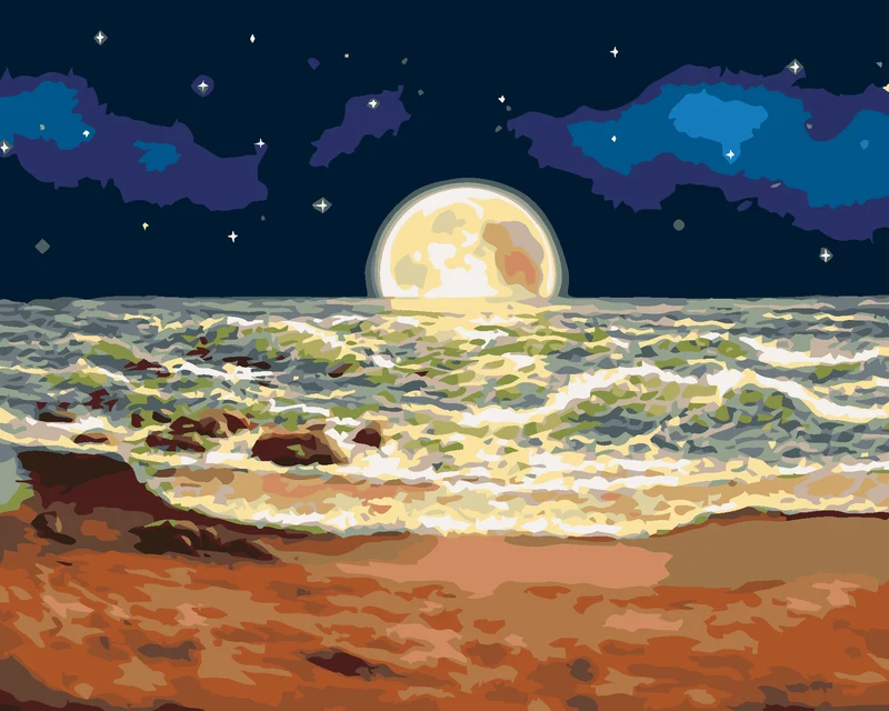 Diamond painting - VERSTECKTER MOND HINTER DEM MEER