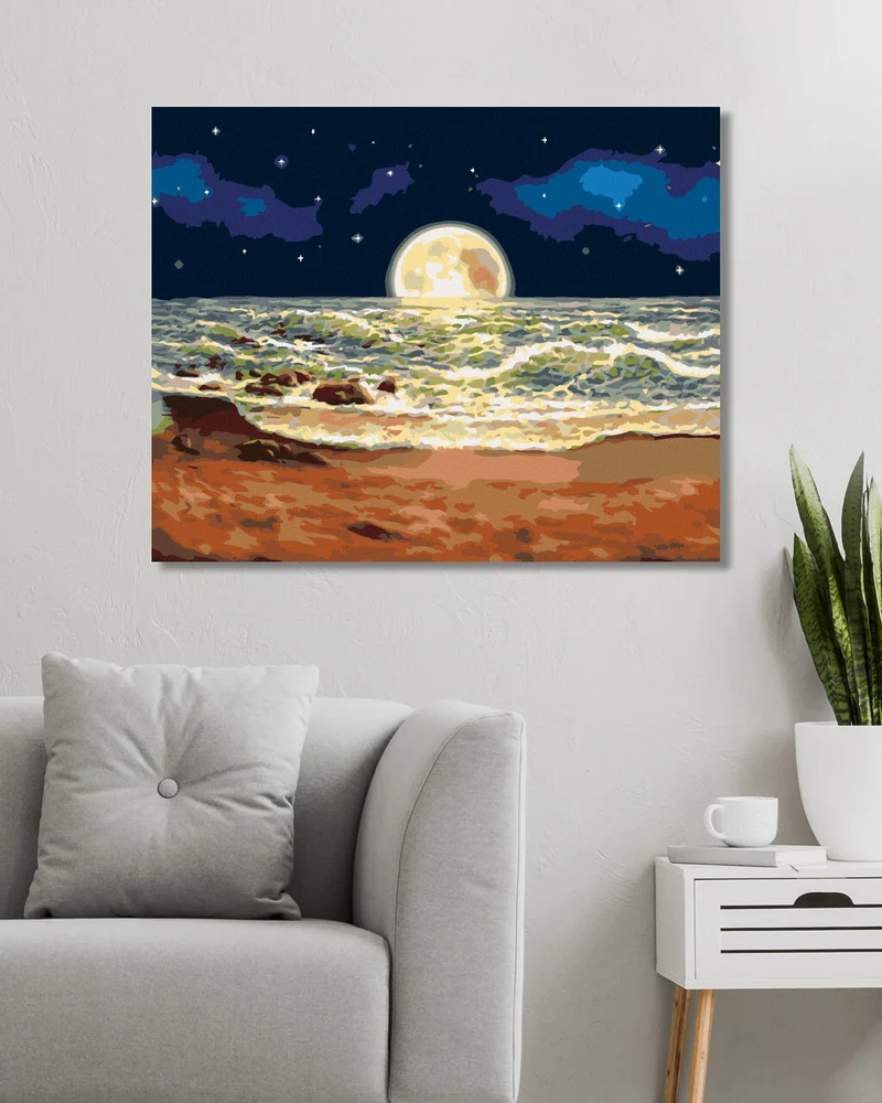 Diamond painting - VERSTECKTER MOND HINTER DEM MEER