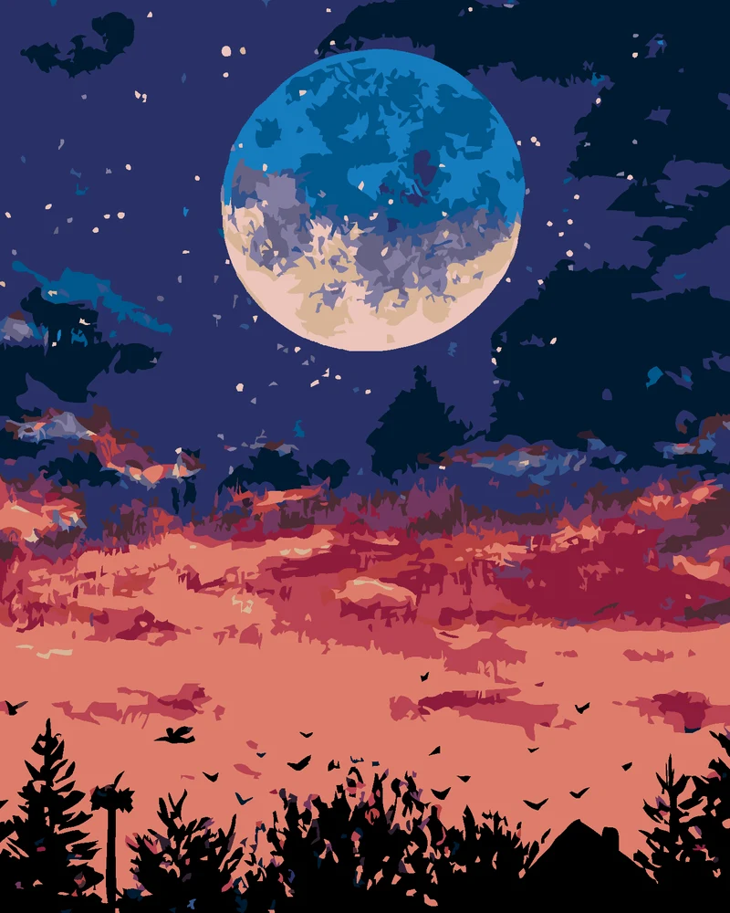 Diamond painting - MOND ÜBER DER NÄCHTLICHEN STADT