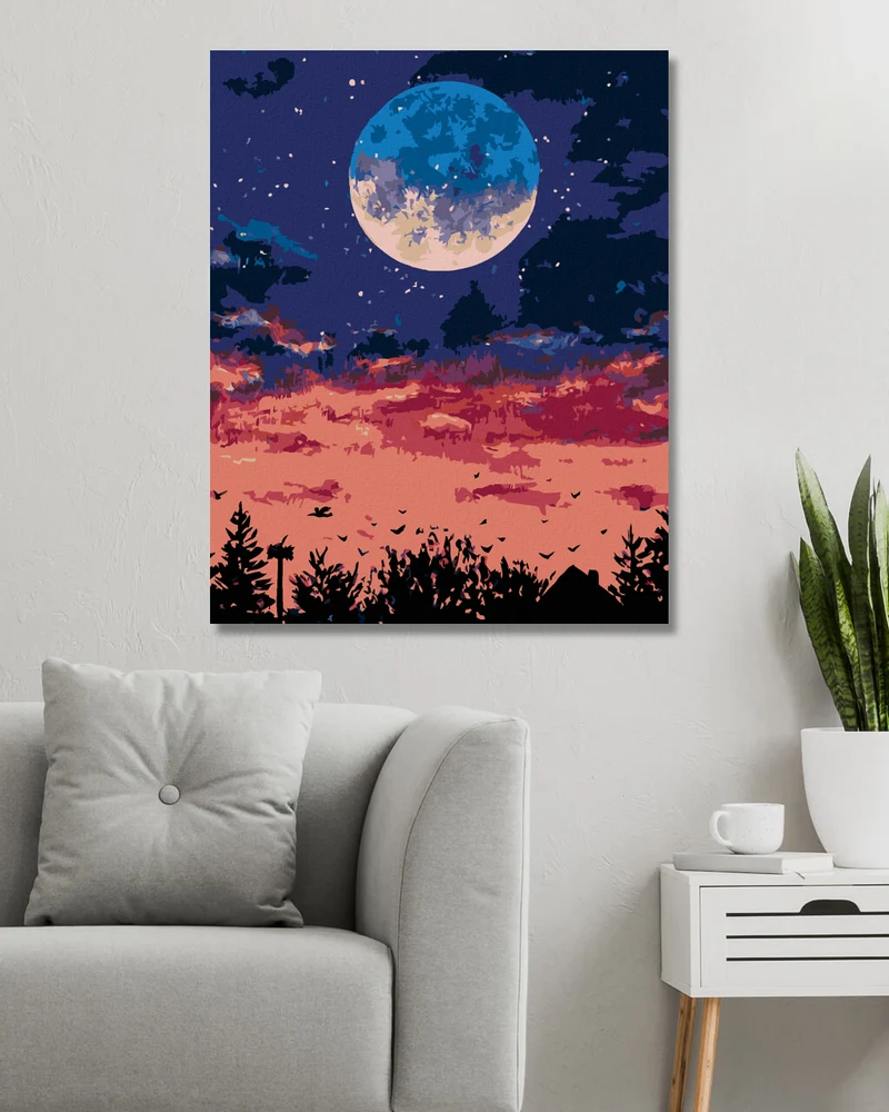Diamond painting - MOND ÜBER DER NÄCHTLICHEN STADT