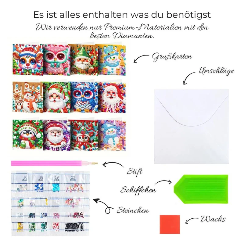 5D Diamond Painting Grußkarten – Weihnachtsfreunde