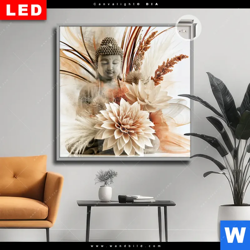Leuchtbild Acrylglas Canvalight® DIA | Buddha – Harmonie der Natur | Quadrat