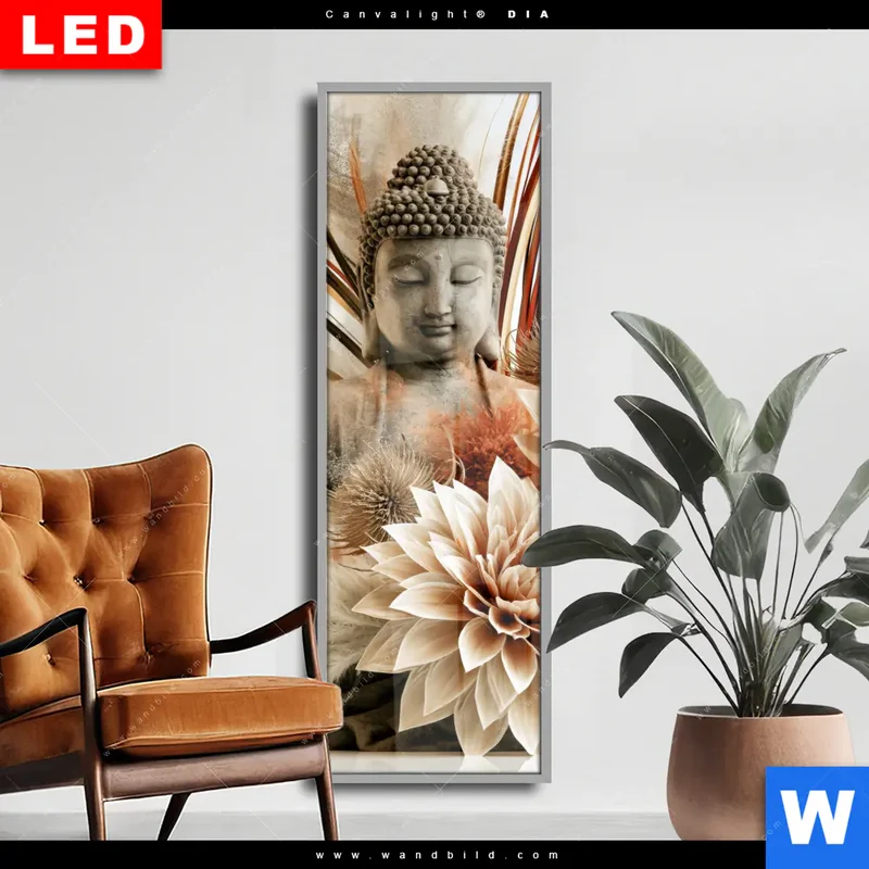 Wechselmotiv Acrylglas Canvalight® DIA | Buddha – Harmonie der Natur | Schmal