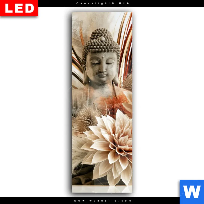 Wechselmotiv Acrylglas Canvalight® DIA | Buddha – Harmonie der Natur | Schmal
