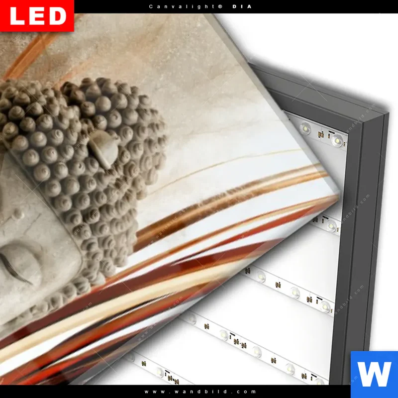 Wechselmotiv Acrylglas Canvalight® DIA | Buddha – Harmonie der Natur | Schmal