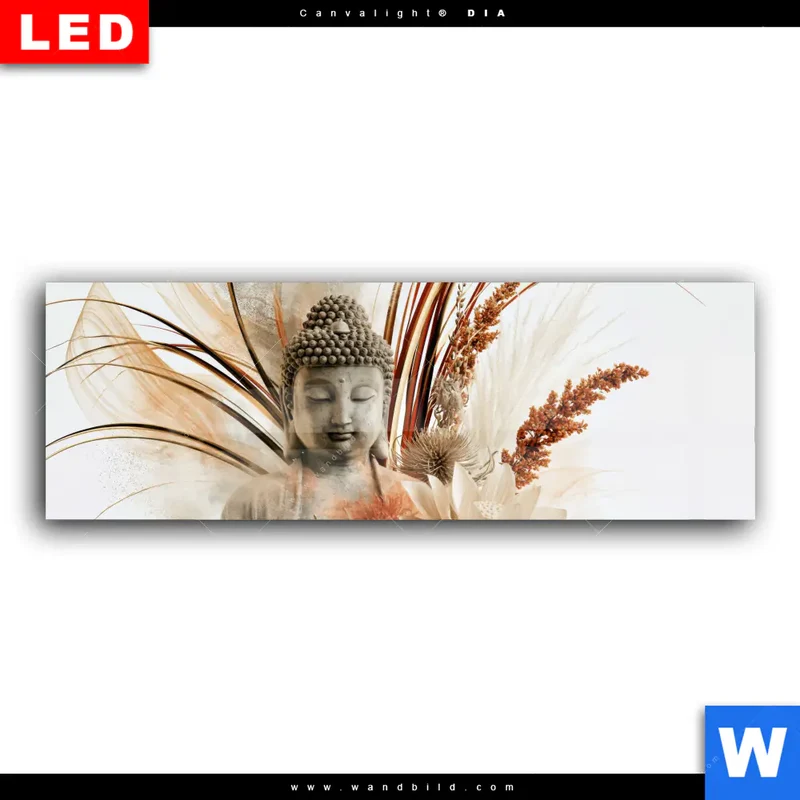 Wechselmotiv Acrylglas Canvalight® DIA | Buddha – Harmonie der Natur | Panorama