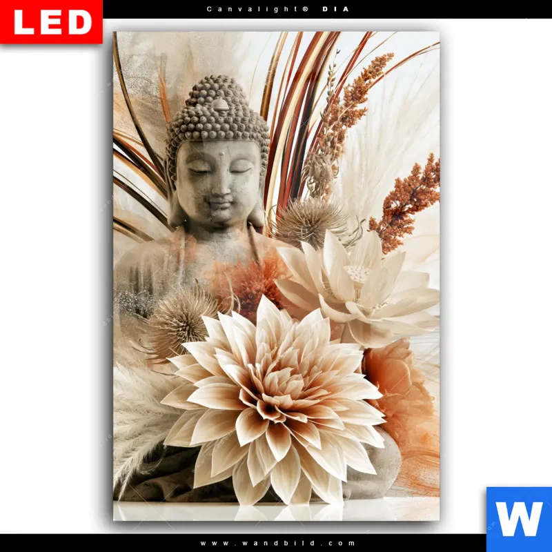 Wechselmotiv Acrylglas Canvalight® DIA | Buddha – Harmonie der Natur | Hochformat