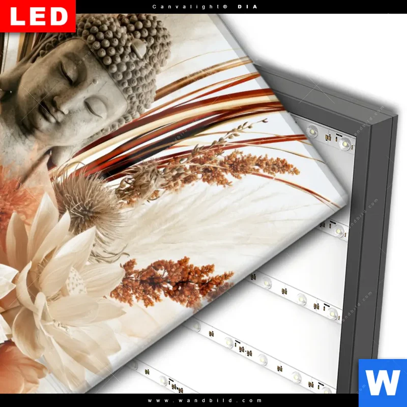 Wechselmotiv Acrylglas Canvalight® DIA | Buddha – Harmonie der Natur | Hochformat