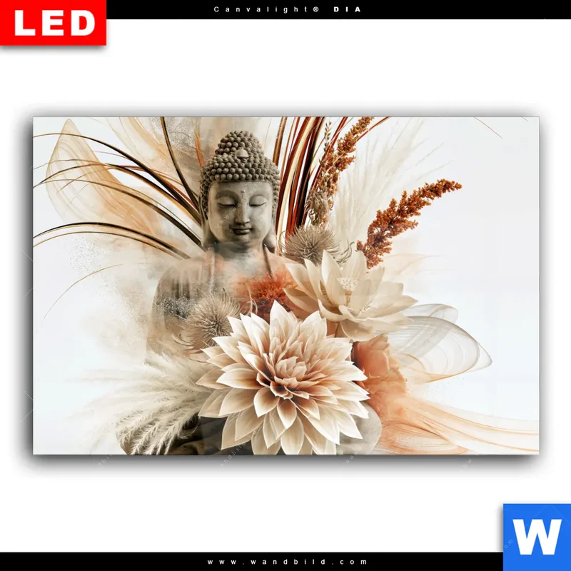 Wechselmotiv Acrylglas Canvalight® DIA | Buddha – Harmonie der Natur | Querformat