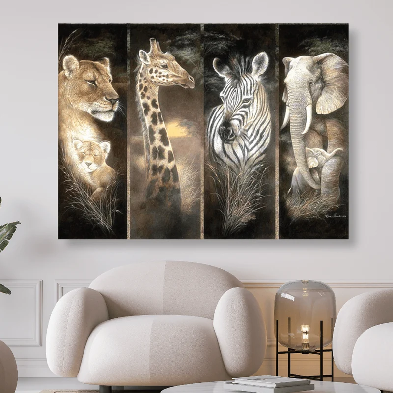 Löwe, Giraffe, Zebra, Elefant - 5D DIY Diamond Painting