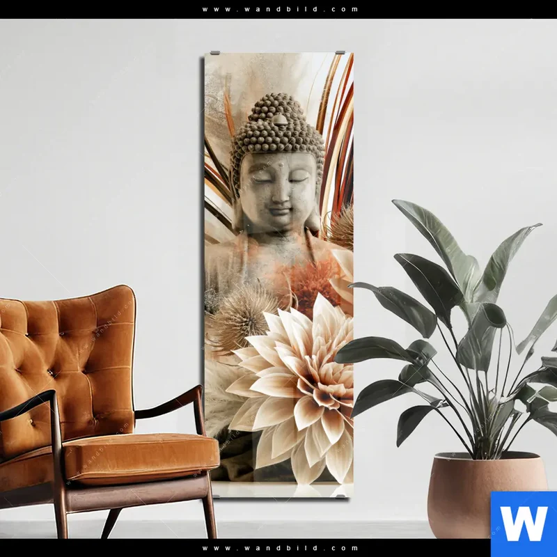 Acrylglasbild | Buddha – Harmonie der Natur | Schmal