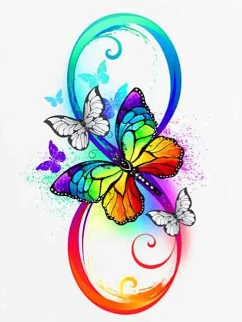 Das unendlichkeits Symbol mit Schmetterlingen - 5D DIY Diamond Painting