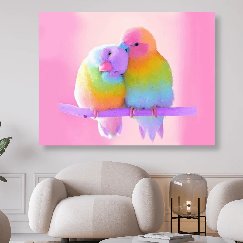 Zwei Sittiche bunt - 5D DIY Diamond Painting