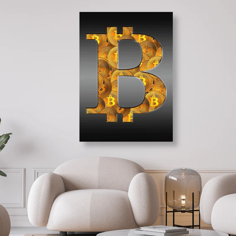 Goldenes Bitcoin Symbol - 5D DIY Diamond Painting