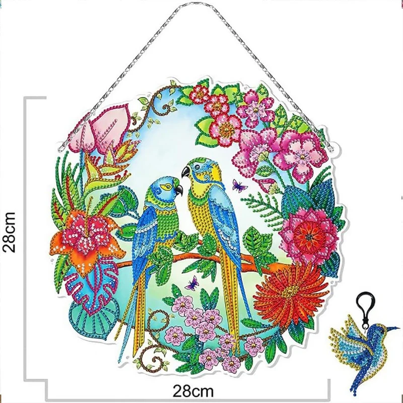 5D Diamond Painting Türanhänger Vögel mit LED und Anhänger