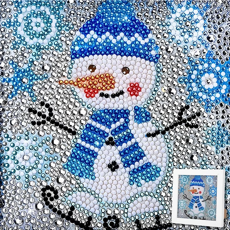 5D Diamond Painting Schneemann Flocki mit Strasssteinchen