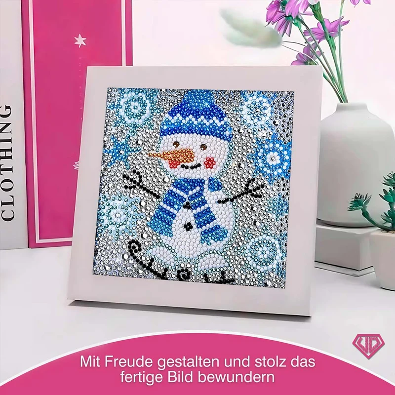 5D Diamond Painting Schneemann Flocki mit Strasssteinchen