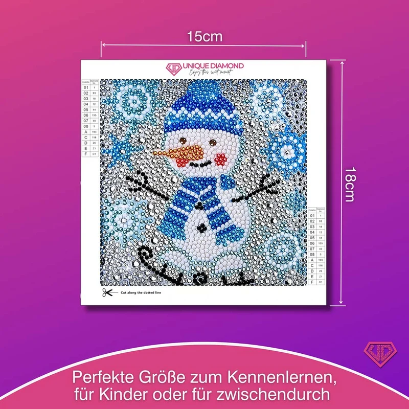 5D Diamond Painting Schneemann Flocki mit Strasssteinchen