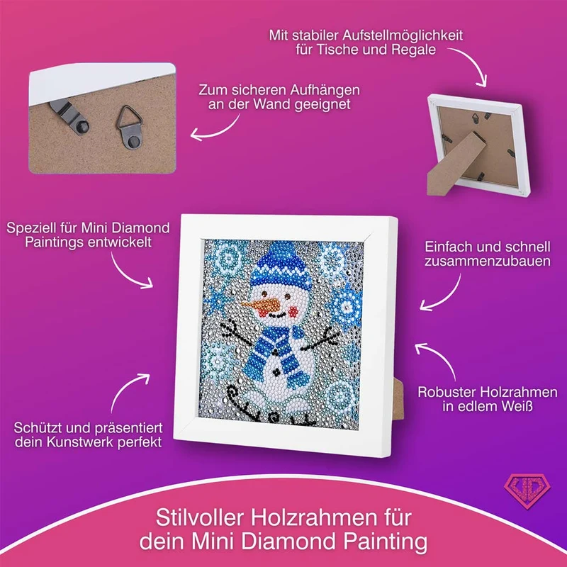 5D Diamond Painting Schneemann Flocki mit Strasssteinchen
