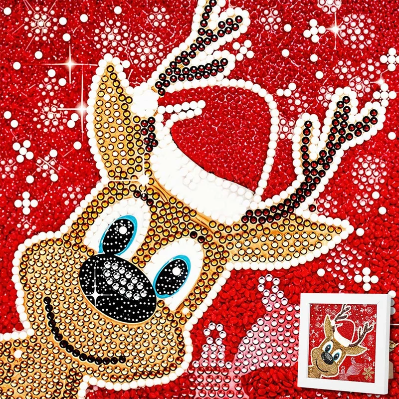 5D Diamond Painting Rentier Rudi mit Strasssteinchen