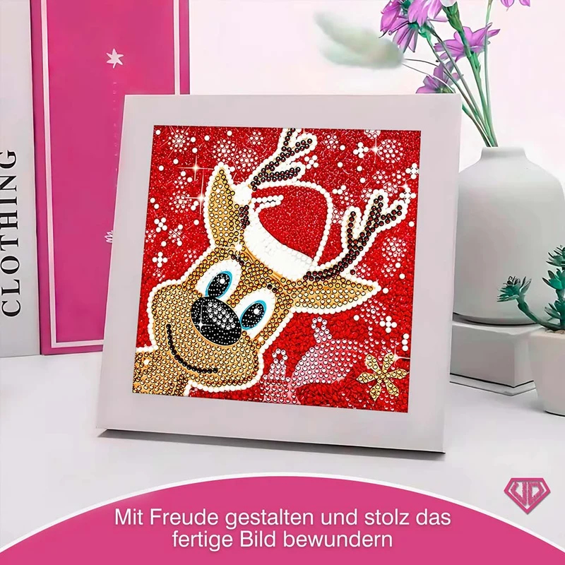 5D Diamond Painting Rentier Rudi mit Strasssteinchen