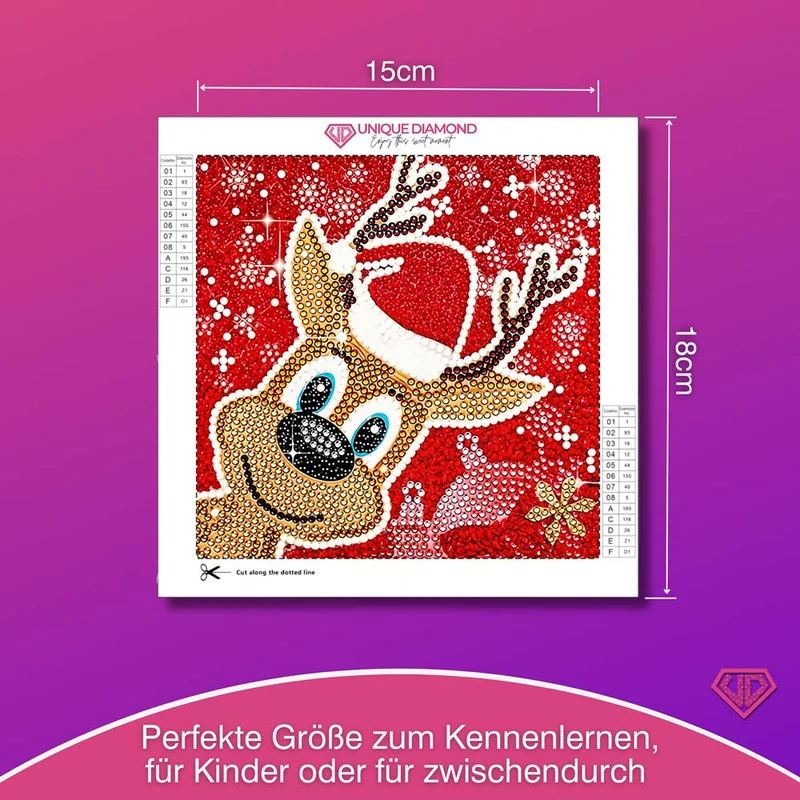 5D Diamond Painting Rentier Rudi mit Strasssteinchen