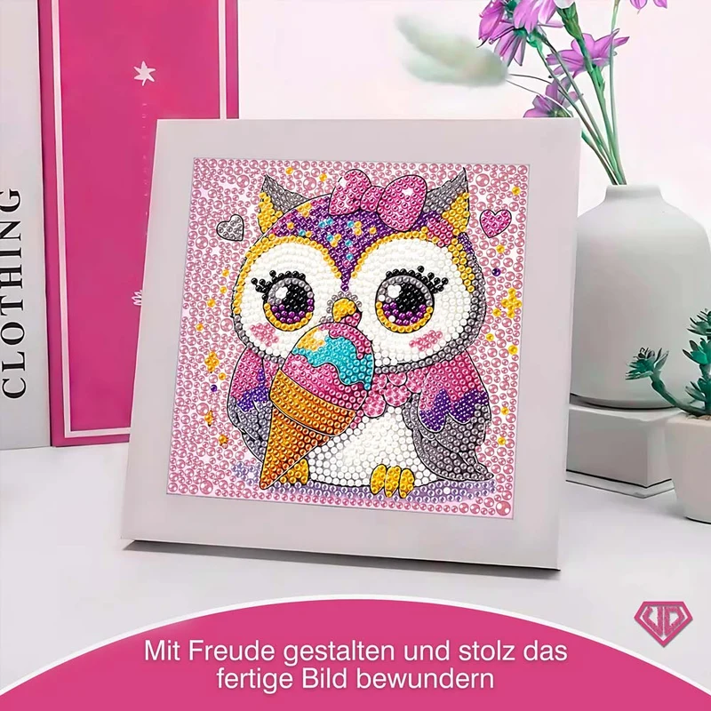 5D Diamond Painting Eule und Eis mit Strasssteinchen
