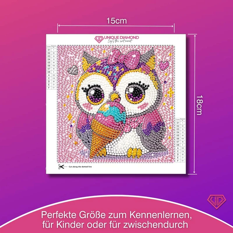 5D Diamond Painting Eule und Eis mit Strasssteinchen