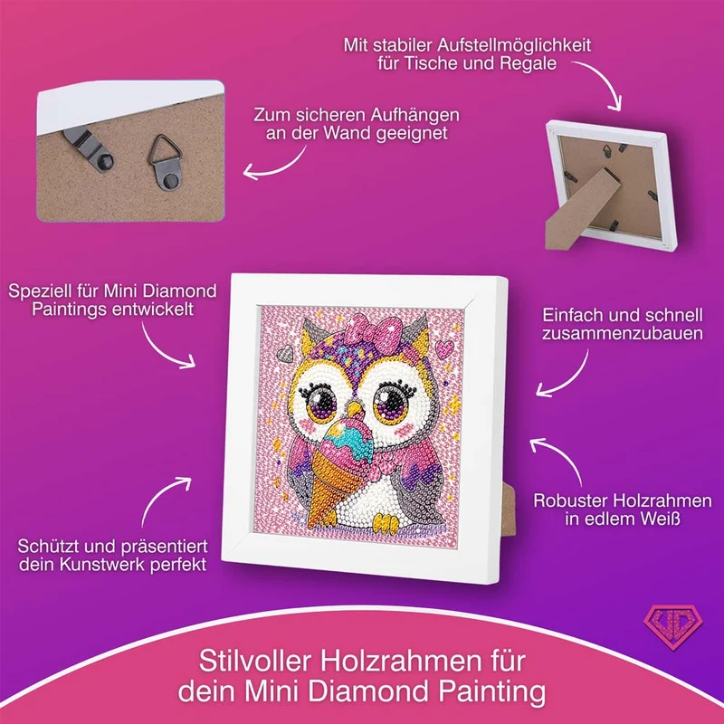 5D Diamond Painting Eule und Eis mit Strasssteinchen