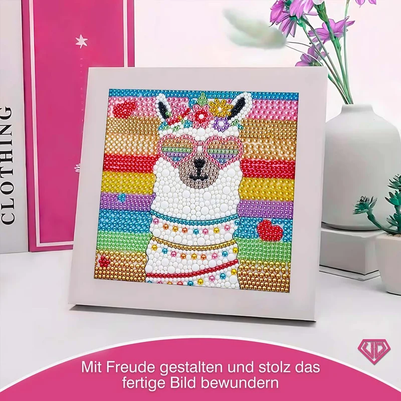 5D Diamond Painting Party-Alpaka Coco mit Strasssteinchen