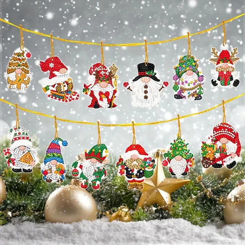 Diamond Painting Weihnachtsbaum Anhänger Wichtel 12st Set