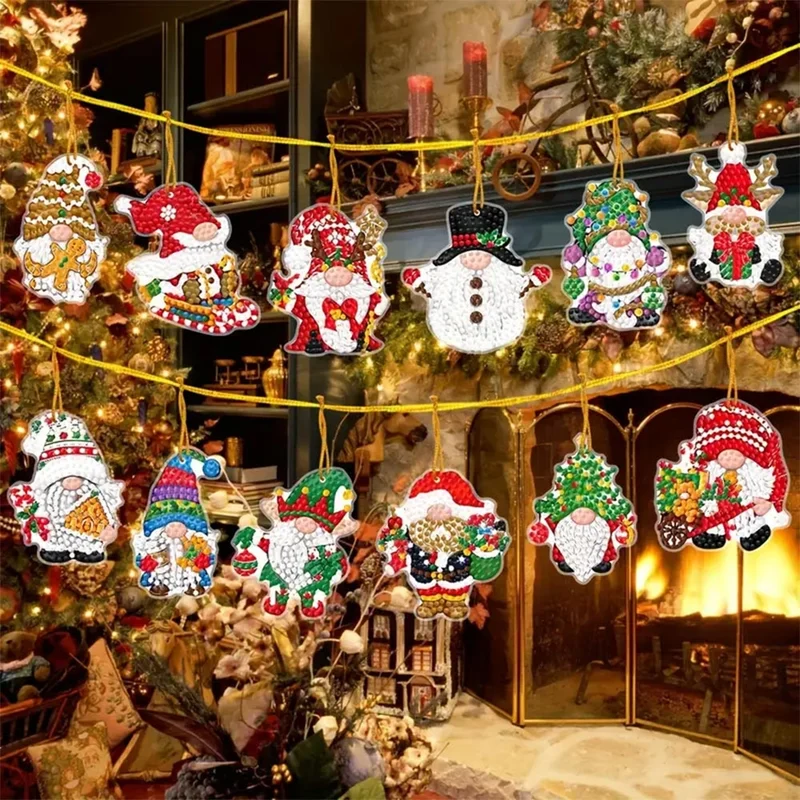 Diamond Painting Weihnachtsbaum Anhänger Wichtel 12st Set