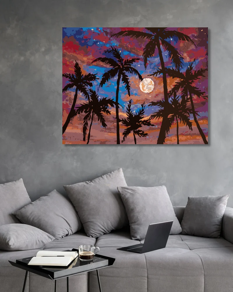 Diamond painting - MOND ZWISCHEN DEN PALMEN