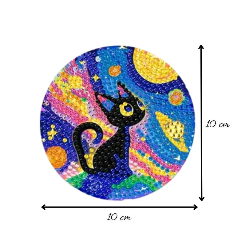 5D Diamond Painting Untersetzer – Galaktische Katzen