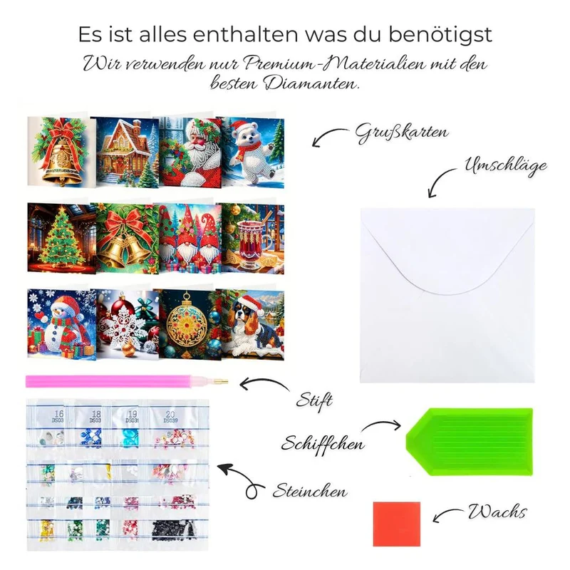 5D Diamond Painting Grußkarten – Festliche Weihnachtsedition