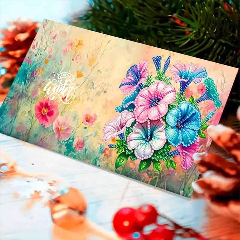 5D Diamond Painting Grußkarten – Blumenpracht 6 Stück