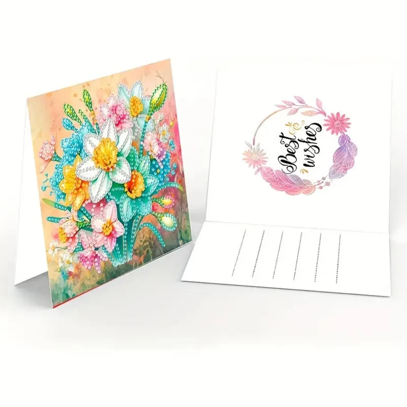 5D Diamond Painting Grußkarten – Blumenpracht 6 Stück