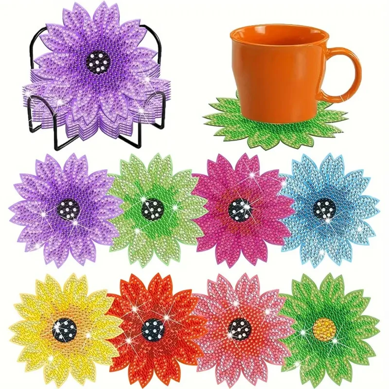 5D Diamond Painting Untersetzer – Bunte Blumen