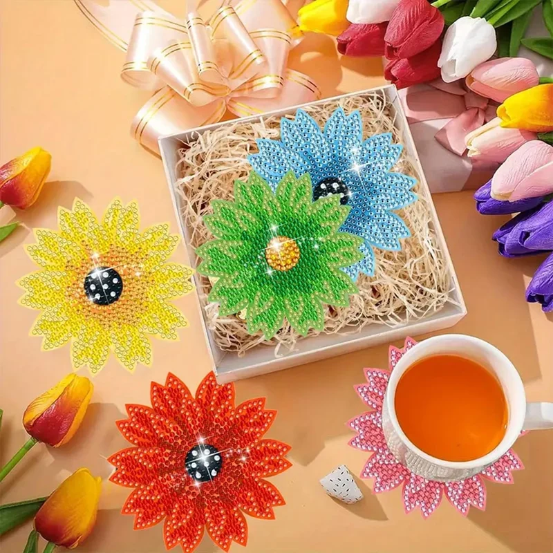 5D Diamond Painting Untersetzer – Bunte Blumen
