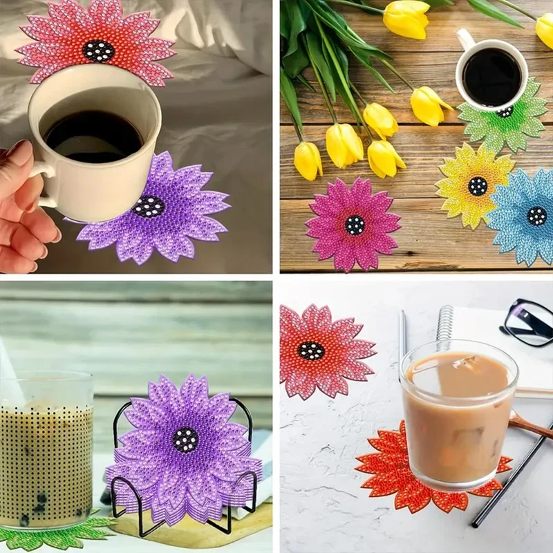 5D Diamond Painting Untersetzer – Bunte Blumen