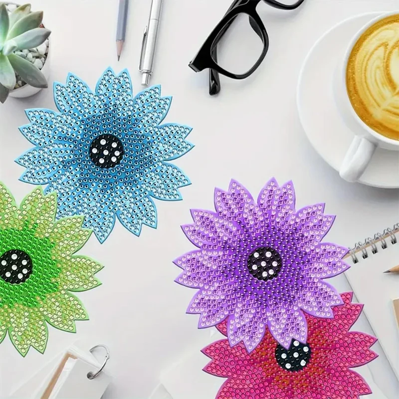 5D Diamond Painting Untersetzer – Bunte Blumen