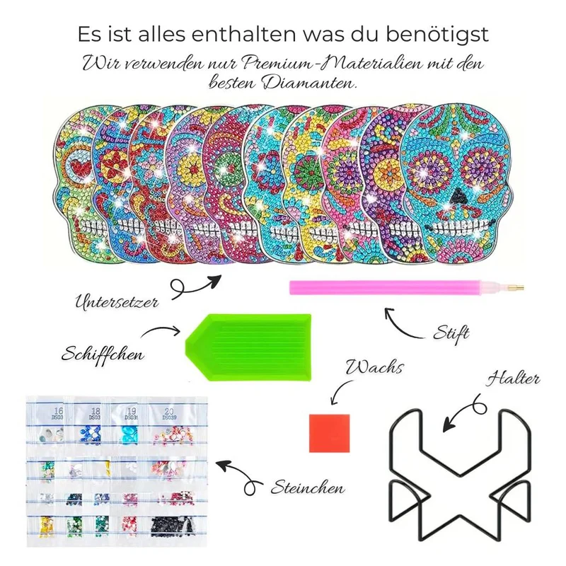 5D Diamond Painting Untersetzer – Sugar Skull